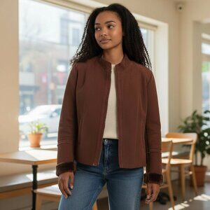 j.h.collectibles Vintage Ladies Shearling‎ Jacket W/Faux Fur Lining & Zip SZ2